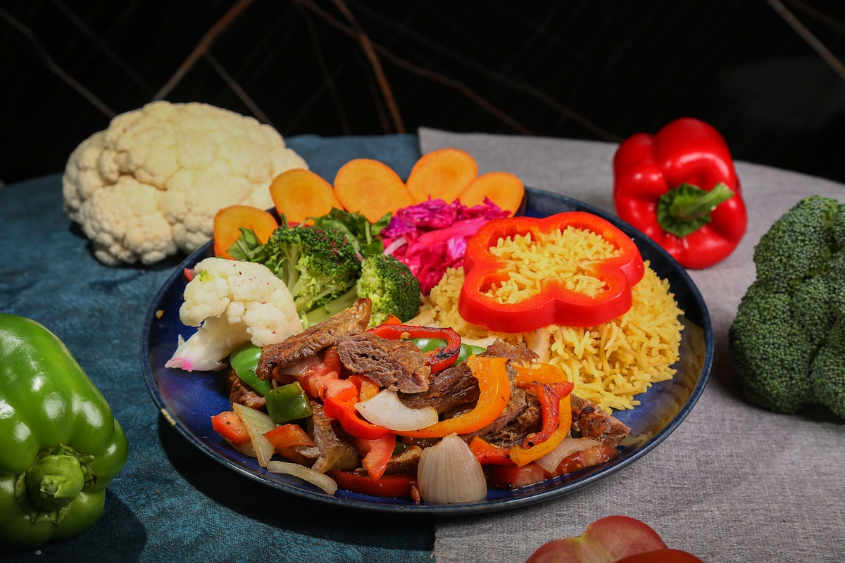 Grilled chicken with roasted vegetables